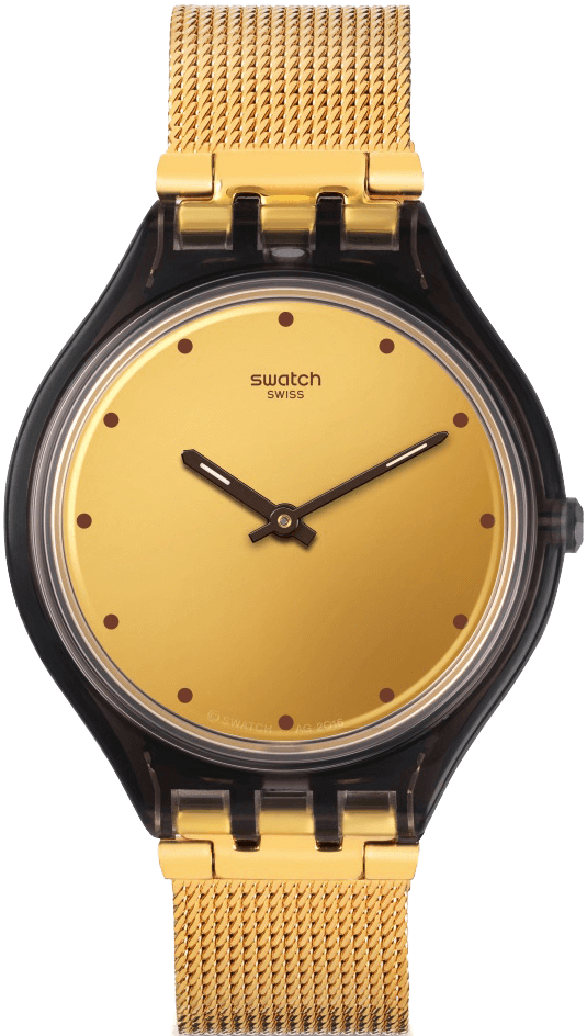 Swatch Skin Svoc100m Altın Rengi Hasır Kordonlu Gündüz Saat
