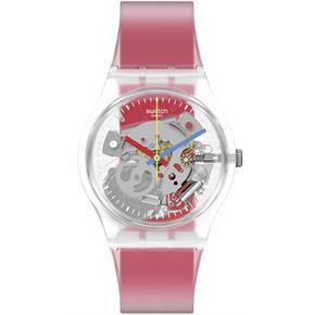 Swatch Ge292 CLEARLY RED STRIPED Kol Saati