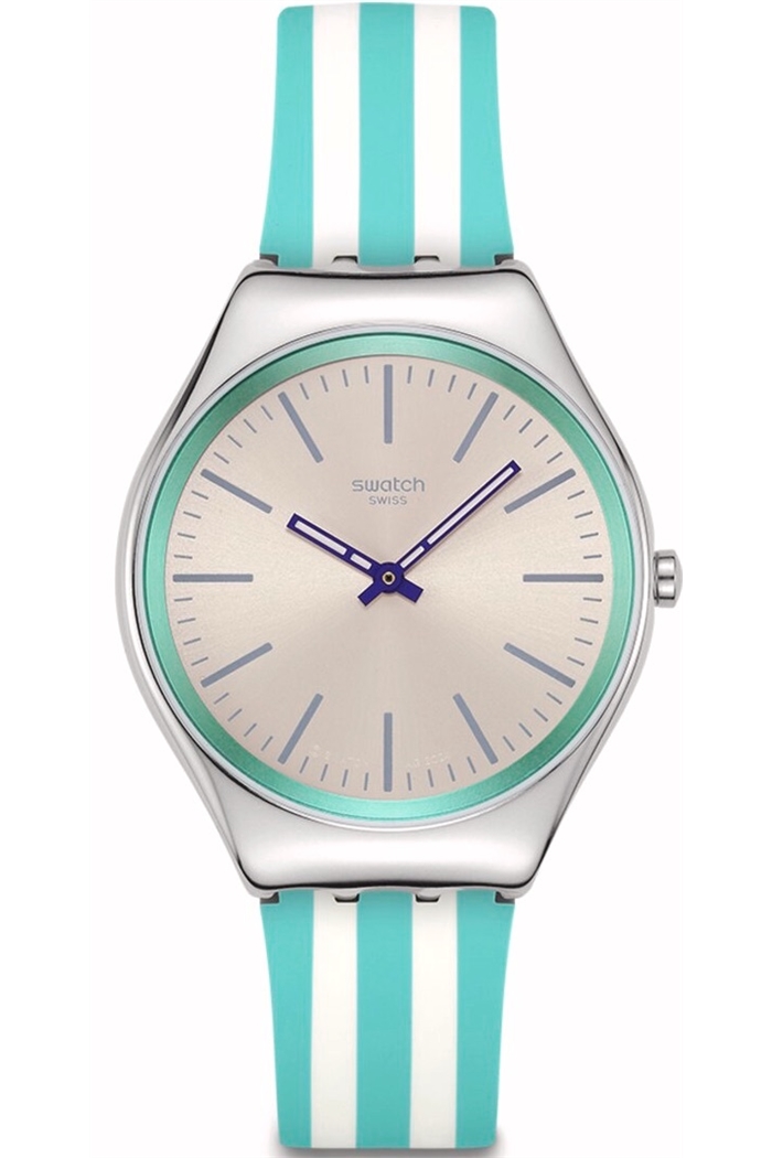 Swatch Skin Beach Hour Paslanmaz Çelik Kadın Silikon Kayış Saat Syxs160